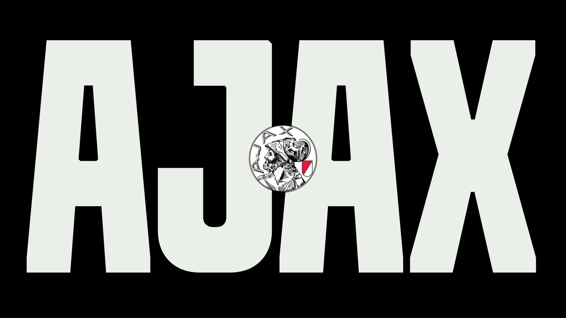 AJAX logo with bold black and white letters and a central emblem.